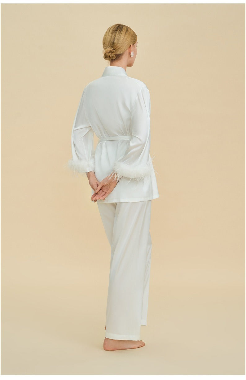 Rinova Women’s Satin Acetate Pajama Set V Neck Long Sleeve Sleepwear