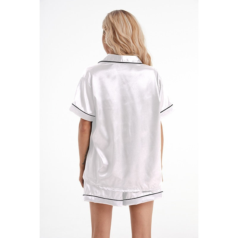 Rinova Women’s Satin Pajama Set Short Sleeve Button Sleepwear Shorts Set