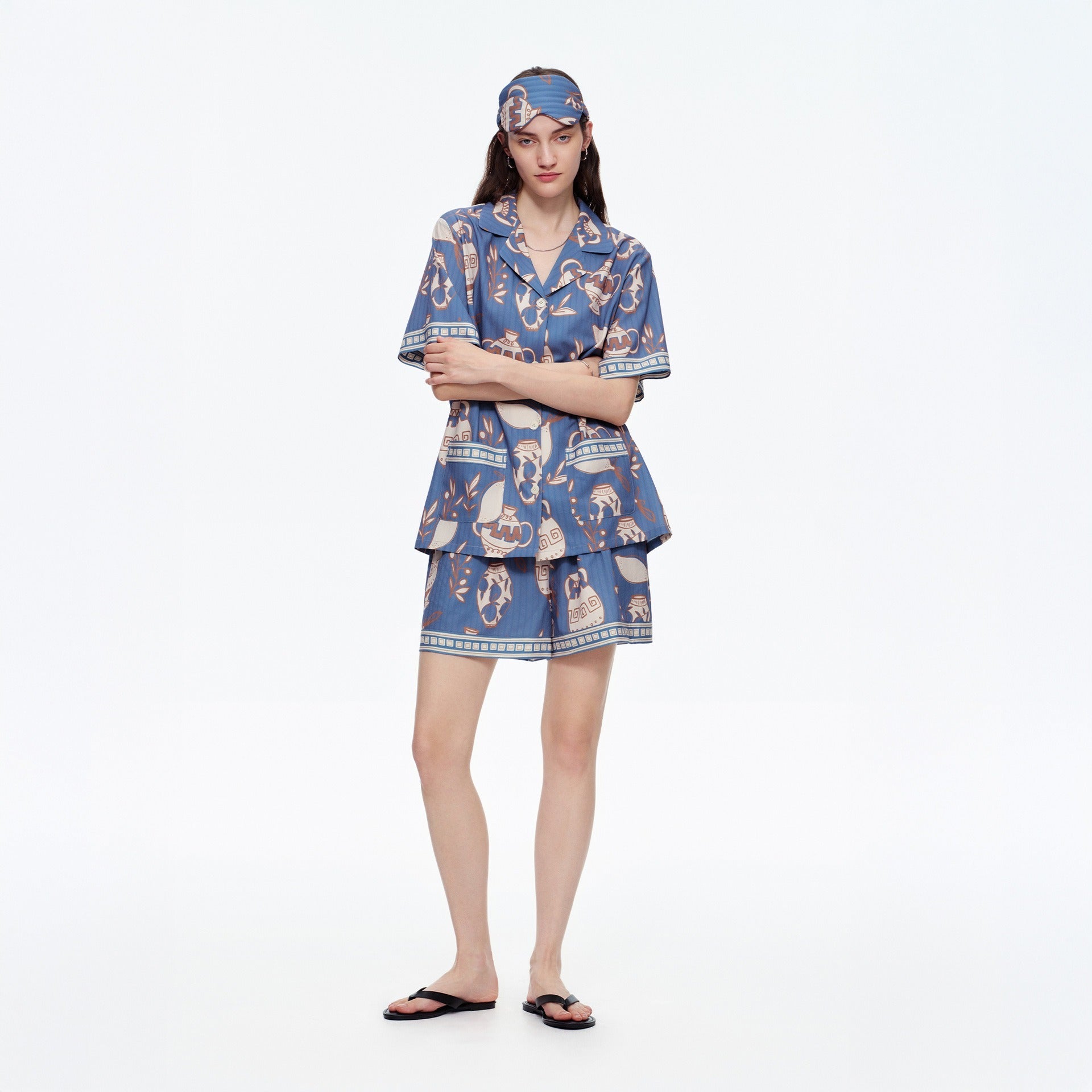 Rinova Women’s Printed Pajama Set Short Sleeve Shirt and Shorts Sleepwear