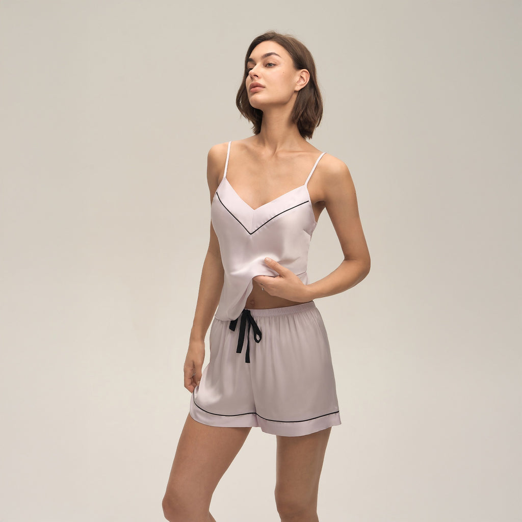 Rinova Women’s Satin Camisole Pajama Set Lightweight Sleeveless Shorts Sleepwear