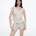 Rinova Women's V Neck Sleeveless Rayon Pajama Set Soft Lightweight Lounge Shorts Set