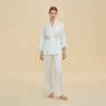 Rinova Women’s Satin Acetate Pajama Set V Neck Long Sleeve Sleepwear