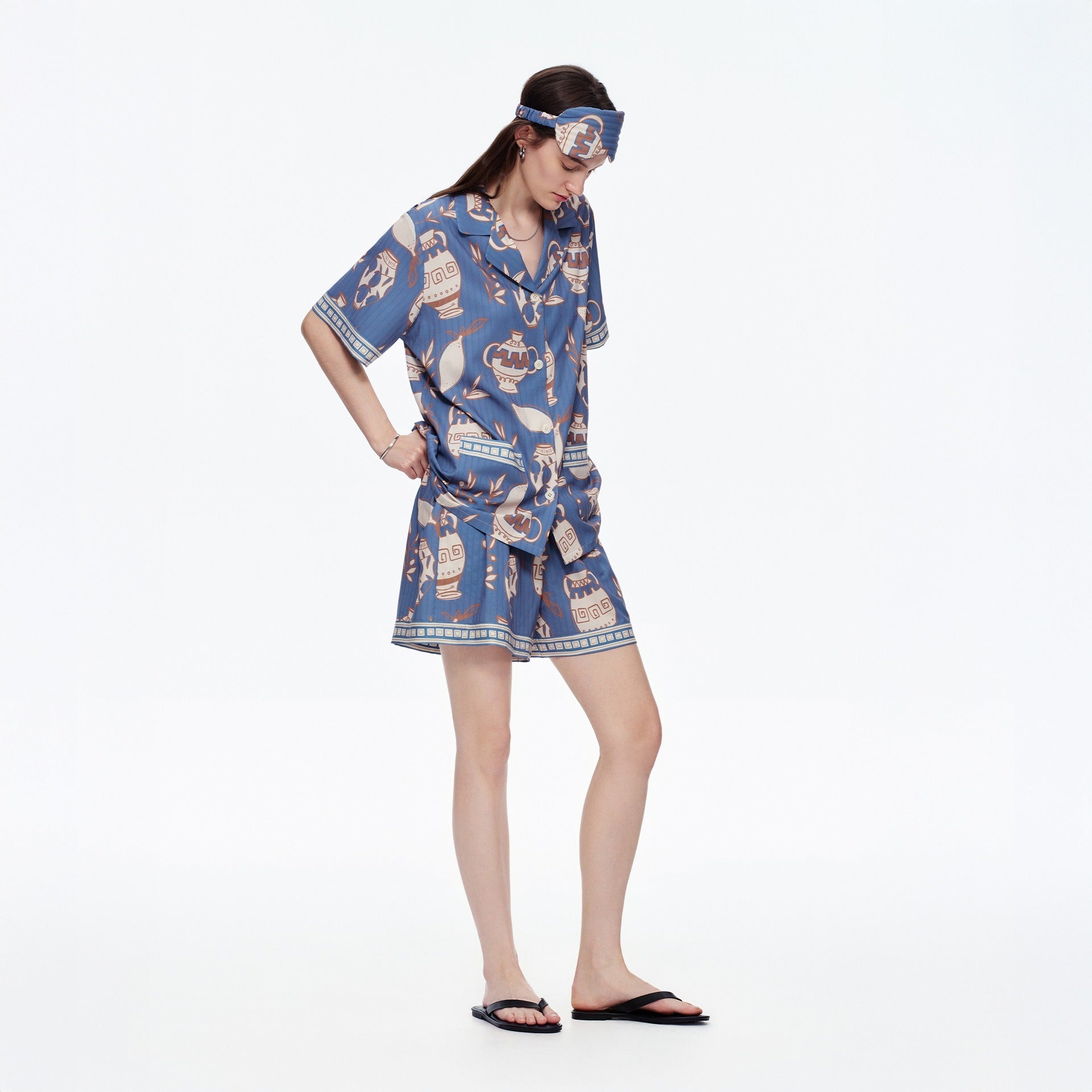 Rinova Women’s Printed Pajama Set Short Sleeve Shirt and Shorts Sleepwear
