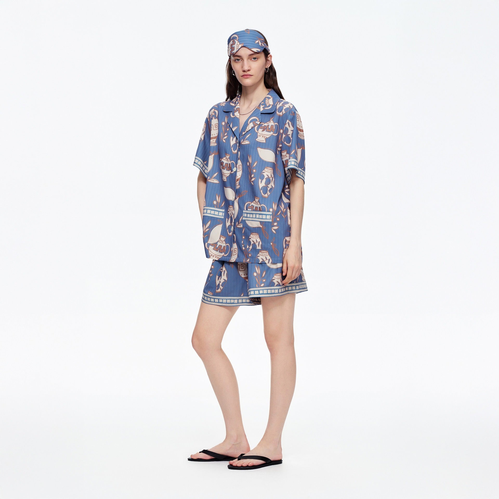 Rinova Women’s Printed Pajama Set Short Sleeve Shirt and Shorts Sleepwear