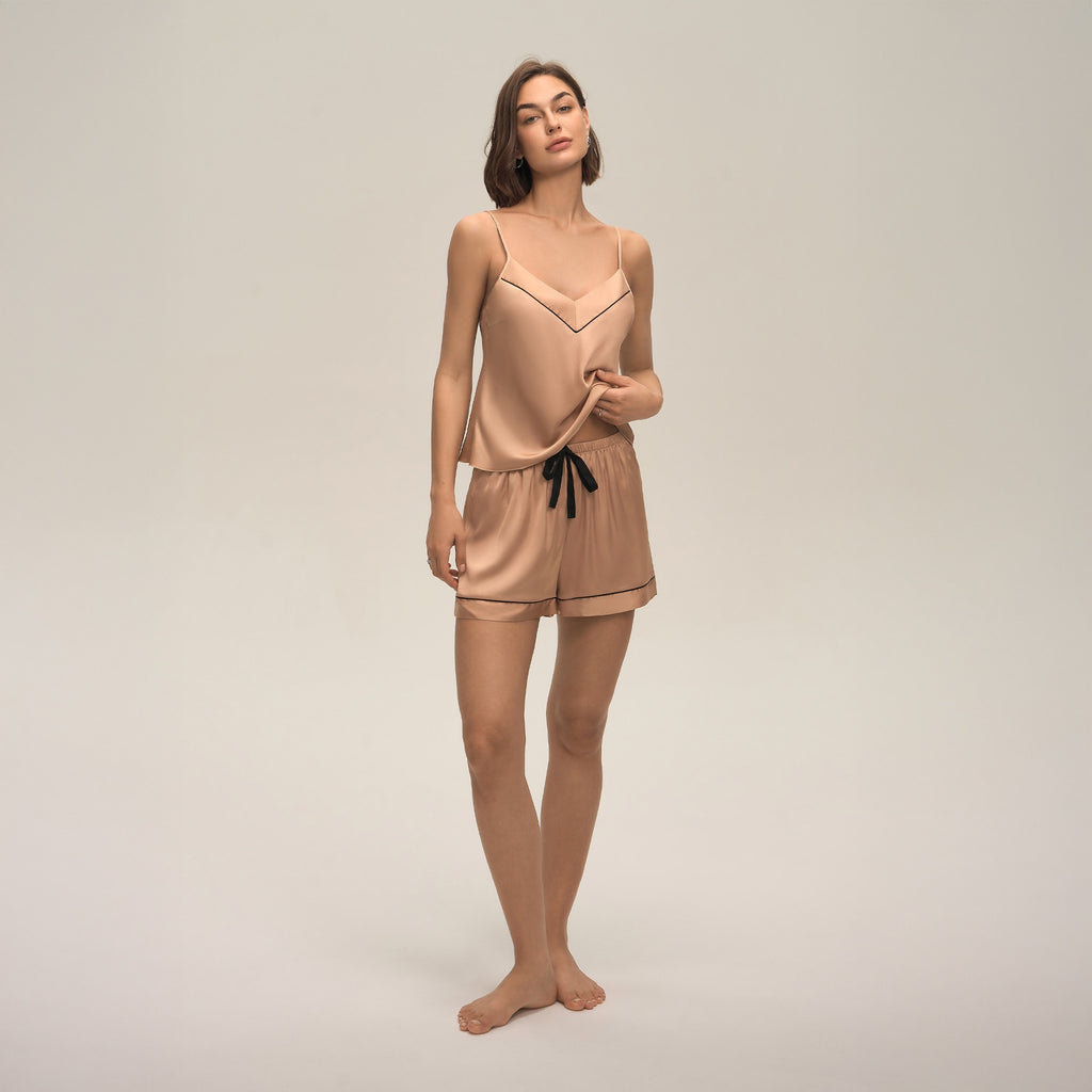 Rinova Women’s Satin Camisole Pajama Set Lightweight Sleeveless Shorts Sleepwear