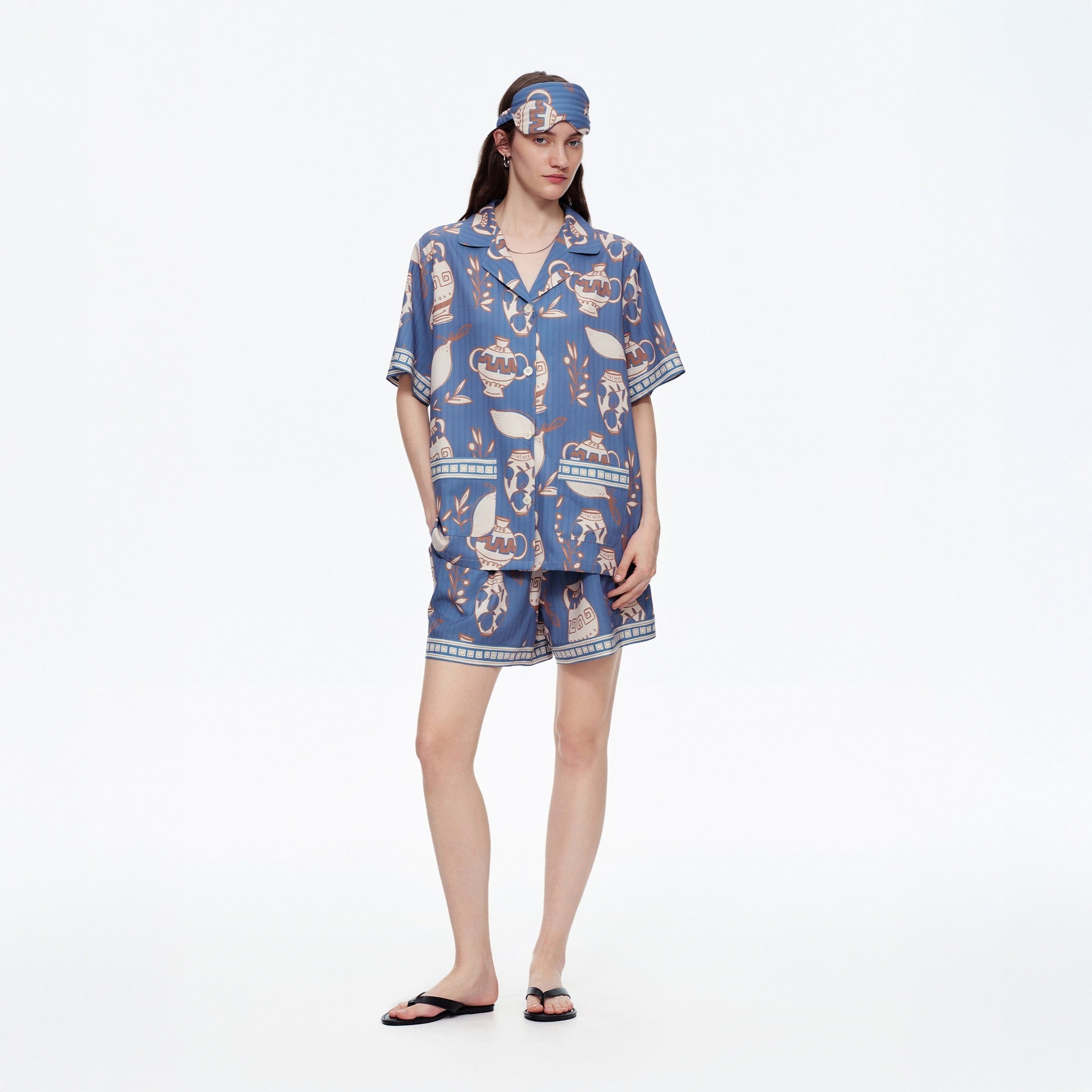 Rinova Women’s Printed Pajama Set Short Sleeve Shirt and Shorts Sleepwear