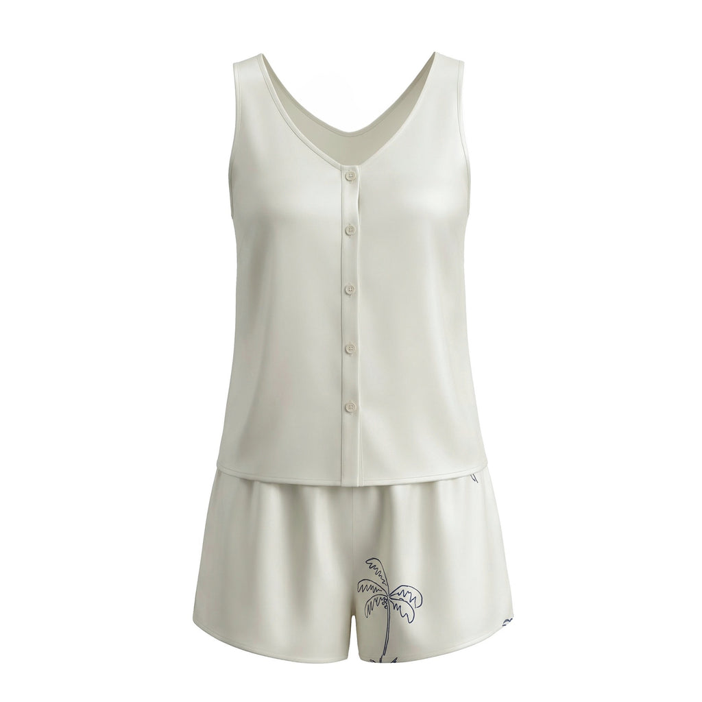 Rinova Women's V Neck Sleeveless Rayon Pajama Set Soft Lightweight Lounge Shorts Set