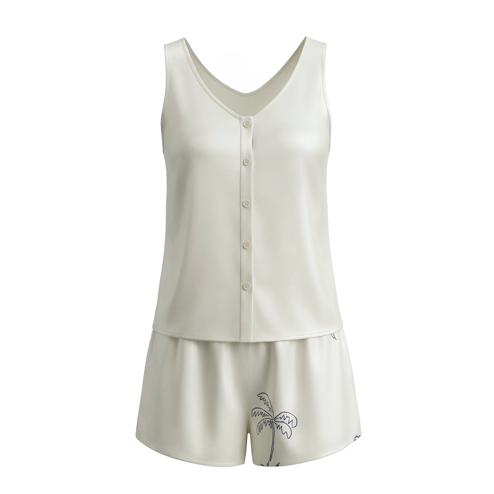 Rinova Women's V Neck Sleeveless Rayon Pajama Set Soft Lightweight Lounge Shorts Set