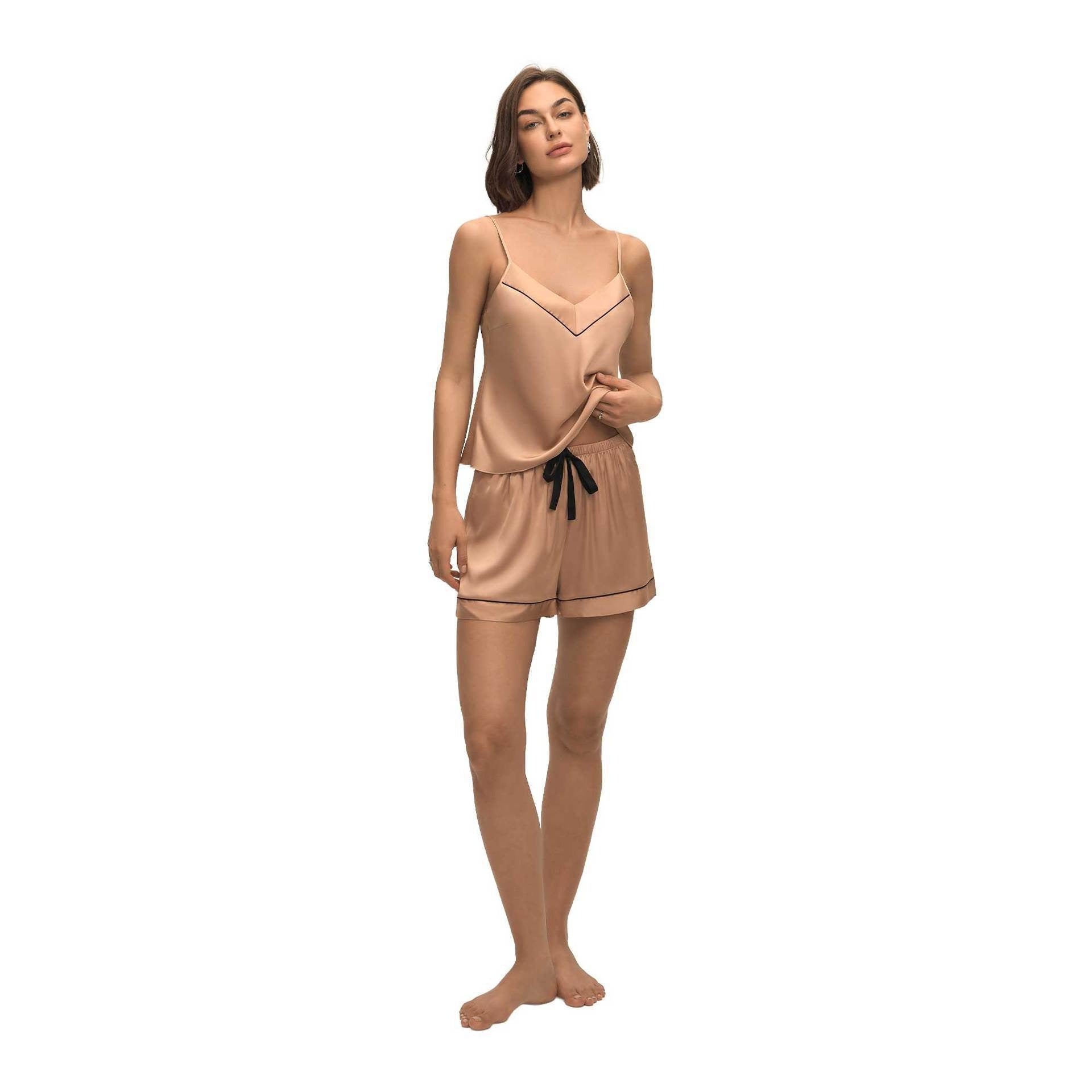 Rinova Women’s Satin Camisole Pajama Set Lightweight Sleeveless Shorts Sleepwear