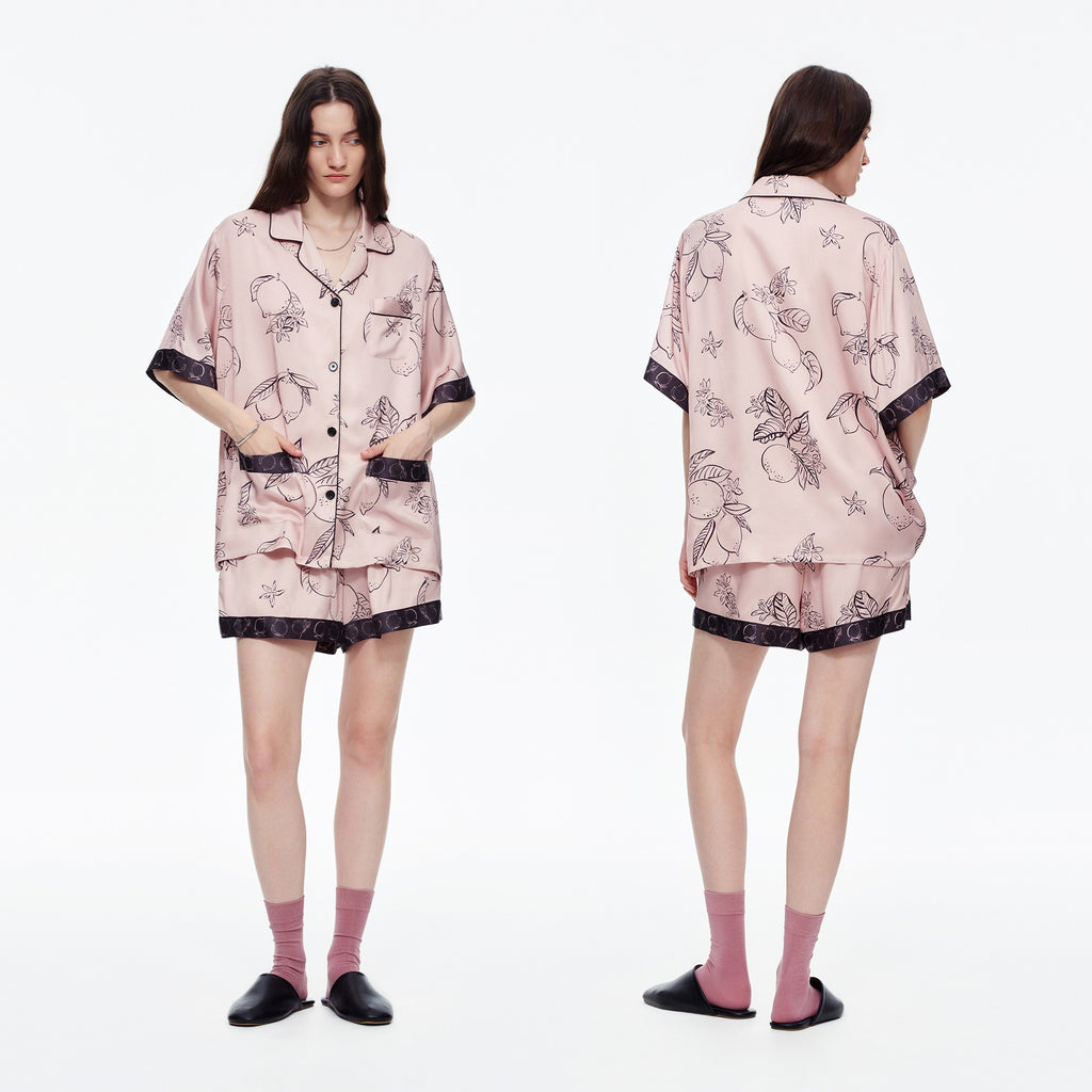Rinova Women’s Satin Pajama Set Short Sleeve Shirt and Shorts Sleepwear